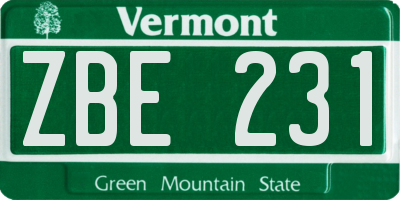 VT license plate ZBE231