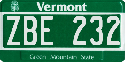 VT license plate ZBE232