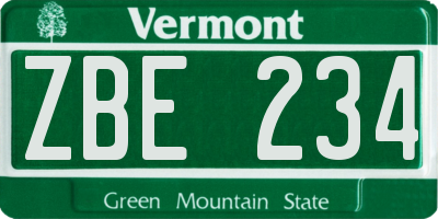 VT license plate ZBE234