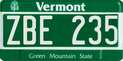 VT license plate ZBE235