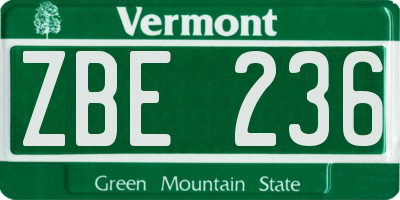 VT license plate ZBE236