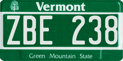 VT license plate ZBE238