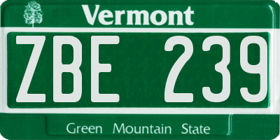 VT license plate ZBE239