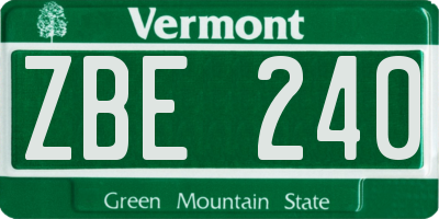 VT license plate ZBE240