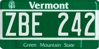 VT license plate ZBE242
