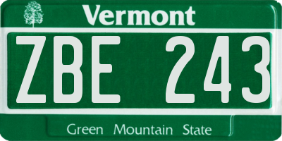 VT license plate ZBE243