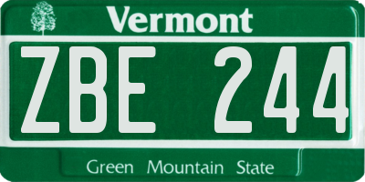 VT license plate ZBE244