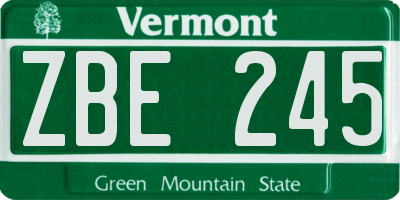 VT license plate ZBE245