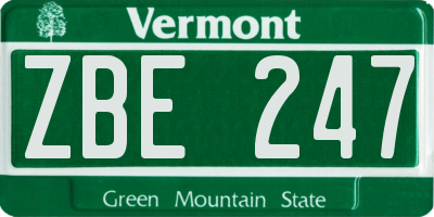VT license plate ZBE247