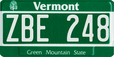 VT license plate ZBE248