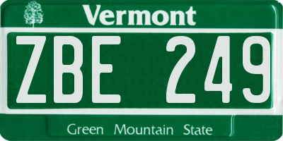 VT license plate ZBE249