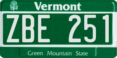 VT license plate ZBE251