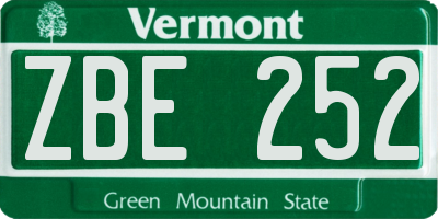 VT license plate ZBE252