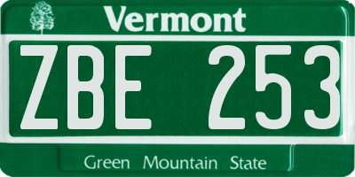 VT license plate ZBE253