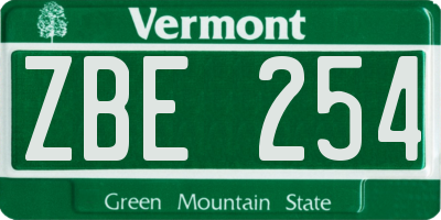 VT license plate ZBE254