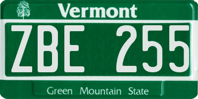VT license plate ZBE255