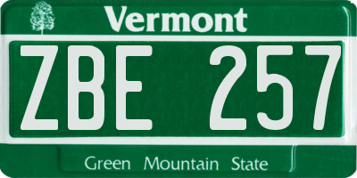 VT license plate ZBE257