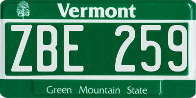VT license plate ZBE259