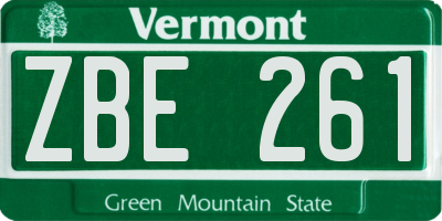 VT license plate ZBE261