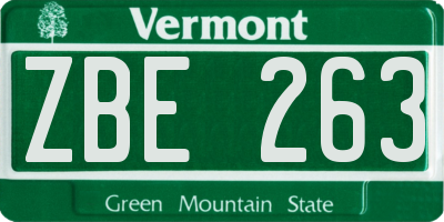 VT license plate ZBE263