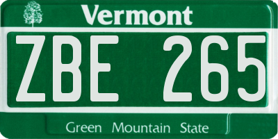 VT license plate ZBE265
