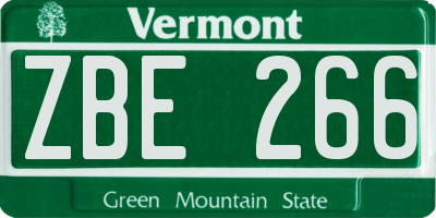 VT license plate ZBE266