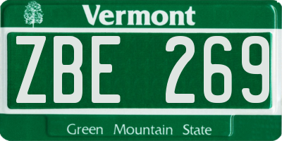 VT license plate ZBE269