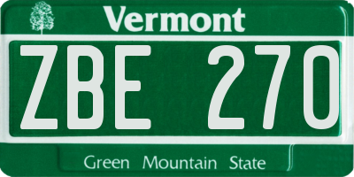 VT license plate ZBE270