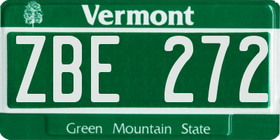 VT license plate ZBE272