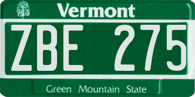 VT license plate ZBE275