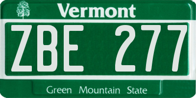 VT license plate ZBE277