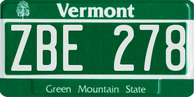 VT license plate ZBE278
