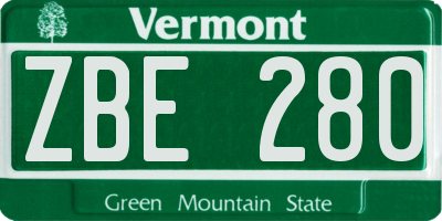 VT license plate ZBE280