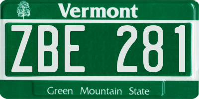 VT license plate ZBE281