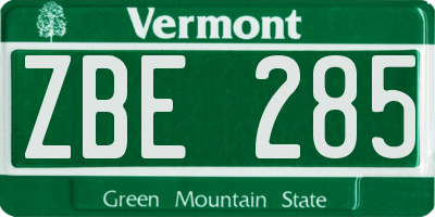 VT license plate ZBE285