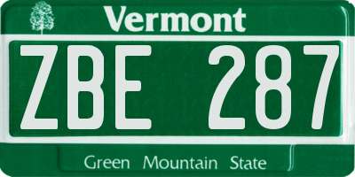 VT license plate ZBE287