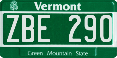 VT license plate ZBE290