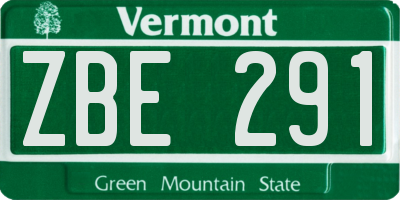 VT license plate ZBE291