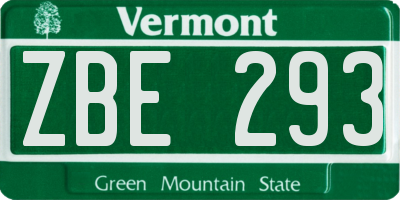 VT license plate ZBE293