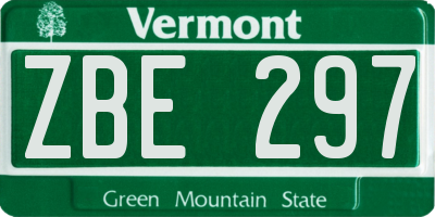 VT license plate ZBE297