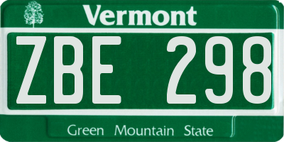 VT license plate ZBE298