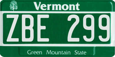 VT license plate ZBE299