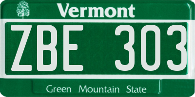 VT license plate ZBE303