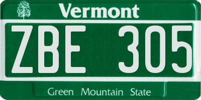 VT license plate ZBE305