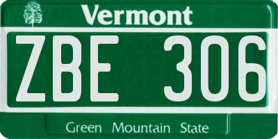 VT license plate ZBE306