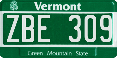 VT license plate ZBE309