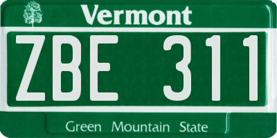 VT license plate ZBE311