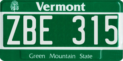 VT license plate ZBE315