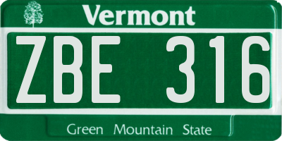 VT license plate ZBE316