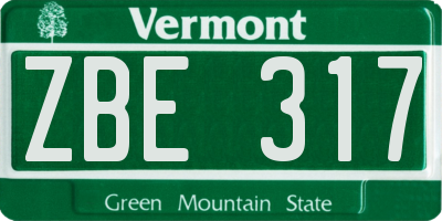 VT license plate ZBE317